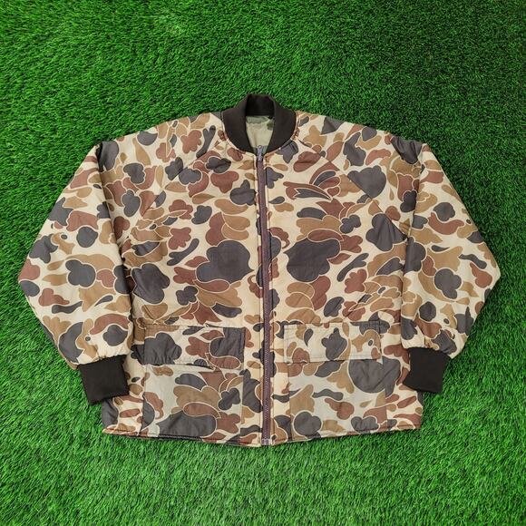 Vintage Winchester Duck Woodland Camo Reversible Jacket L 25x27 Thermolite - Picture 1 of 16